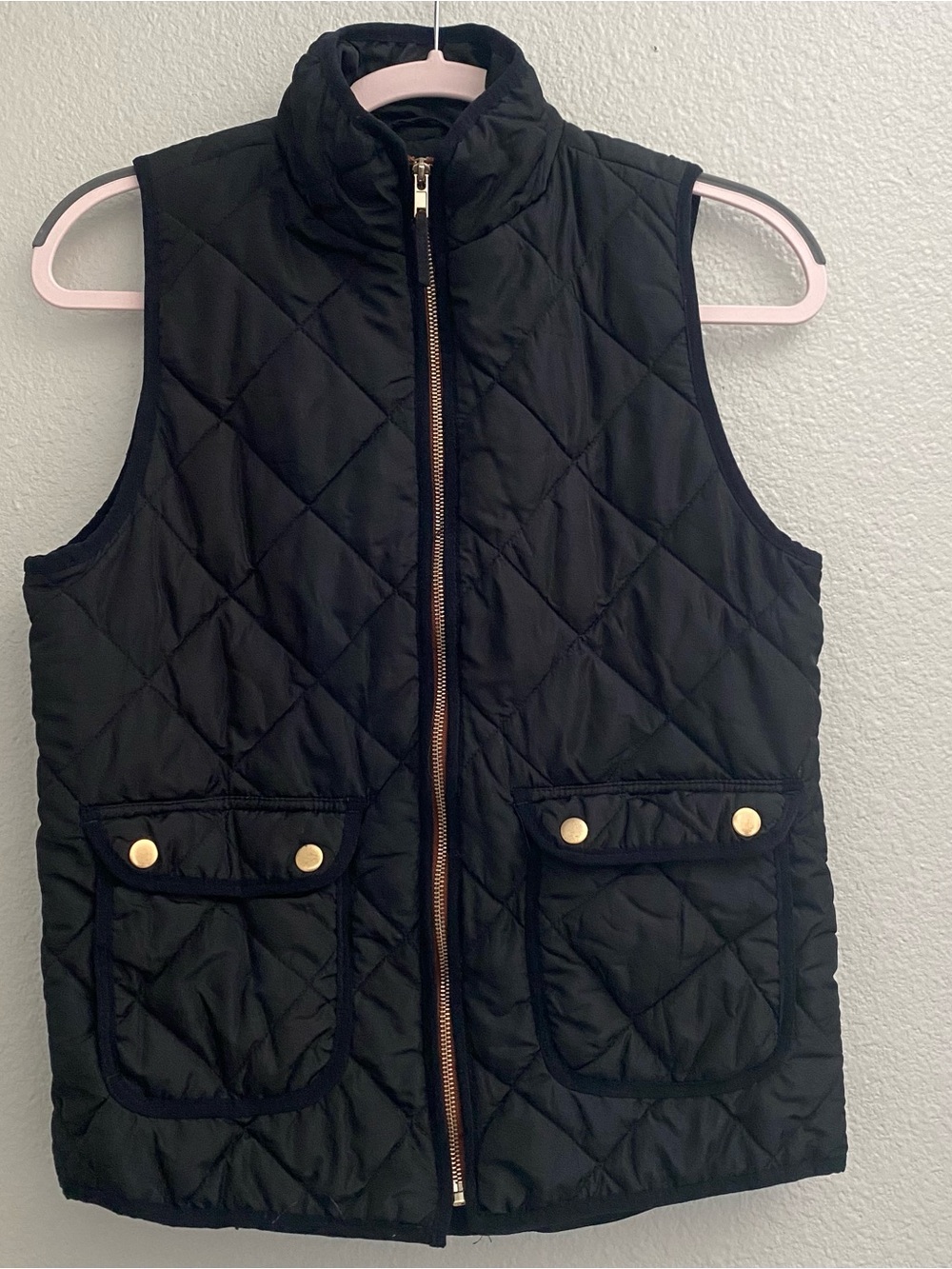Altar'd State Black Quilted Puffer Vest with Gold Hardware
